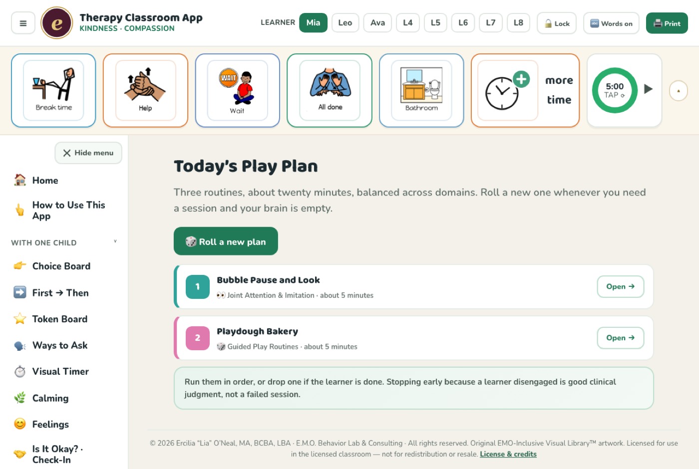 Today's Play Plan building a balanced session in one tap